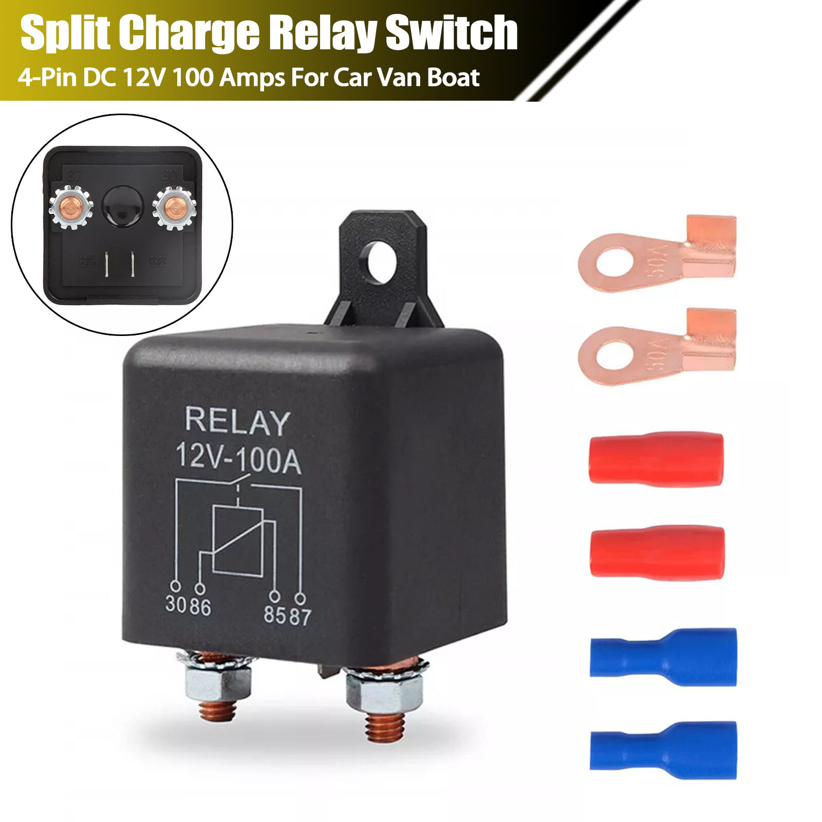 12V 100 Amp Split Charge Winch Relay High Current Load Duty Starter Heavy Duty