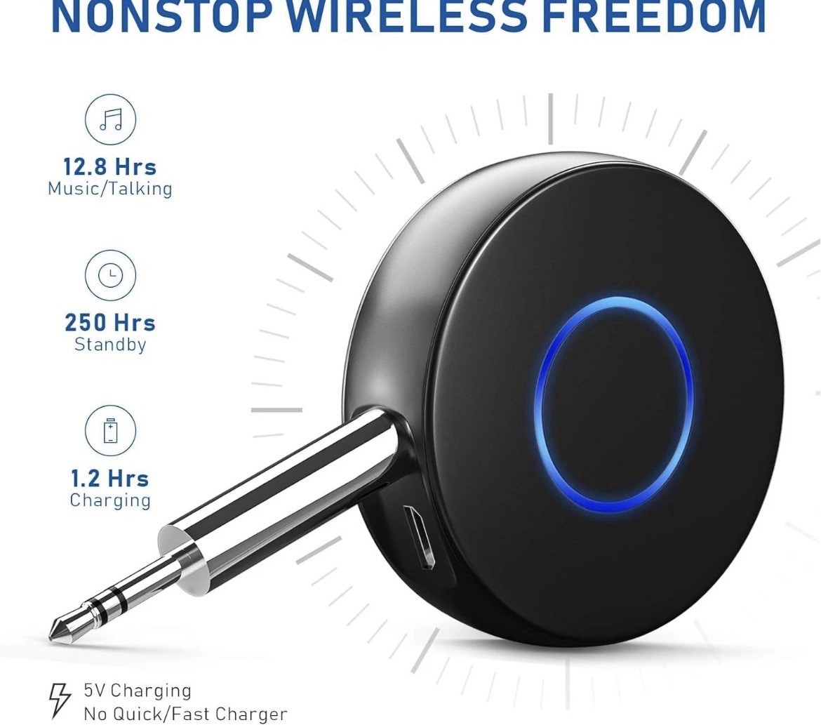 SONRU Bluetooth Aux Adapter for Car, Wireless Audio Receiver, Portable