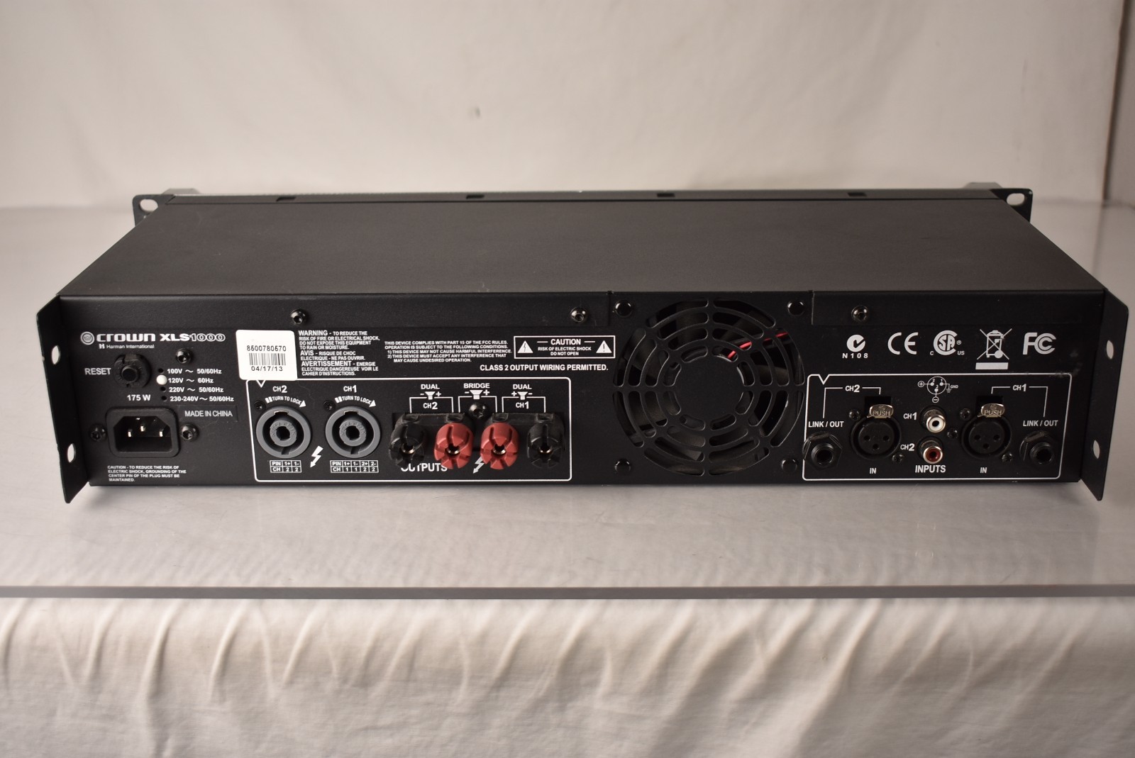 Crown XLS1000 2-Channel High Density Power Amplifier