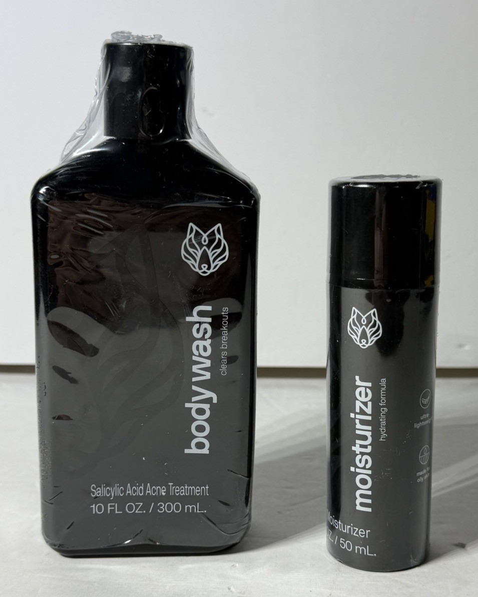 Black Wolf Charcoal Powder Body Wash for Men 10Oz Exp 05/25 & 1.7Oz Moisturizer
