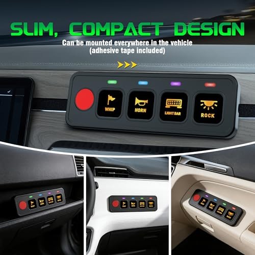 AS40, Circuit Control Power Relay Box, 4 Modes Toggle 4 Gang Switch Panel