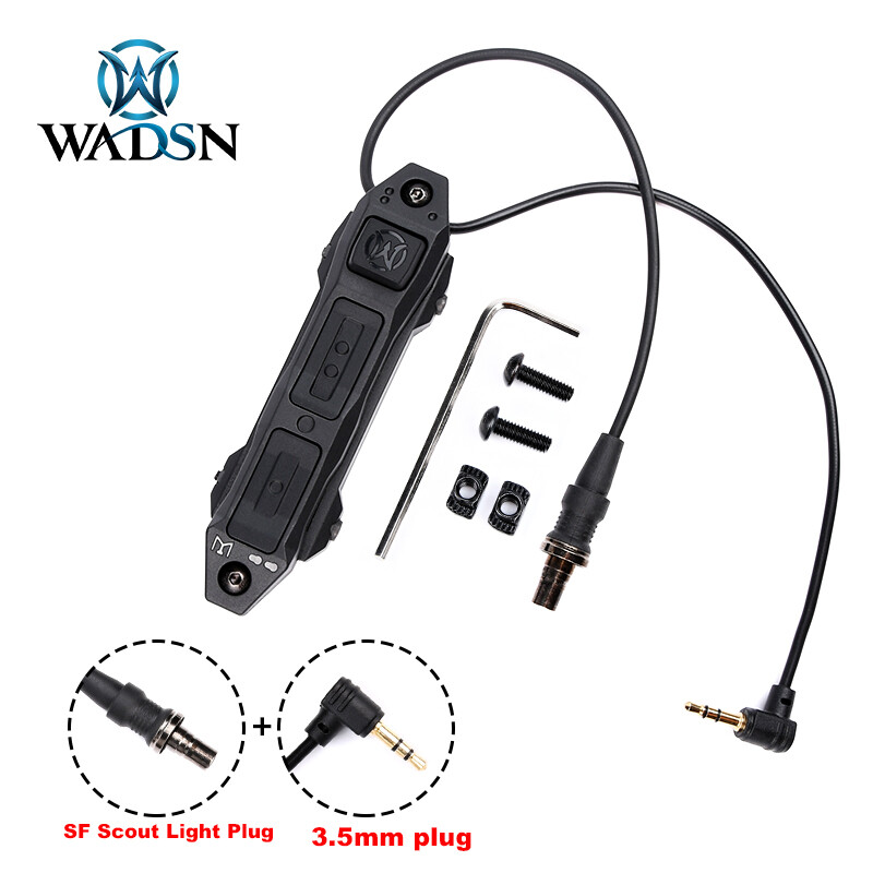 Tactical Flashlight Pressure Switch Mount 3.5mm Plug Dual Button Remote Light SW