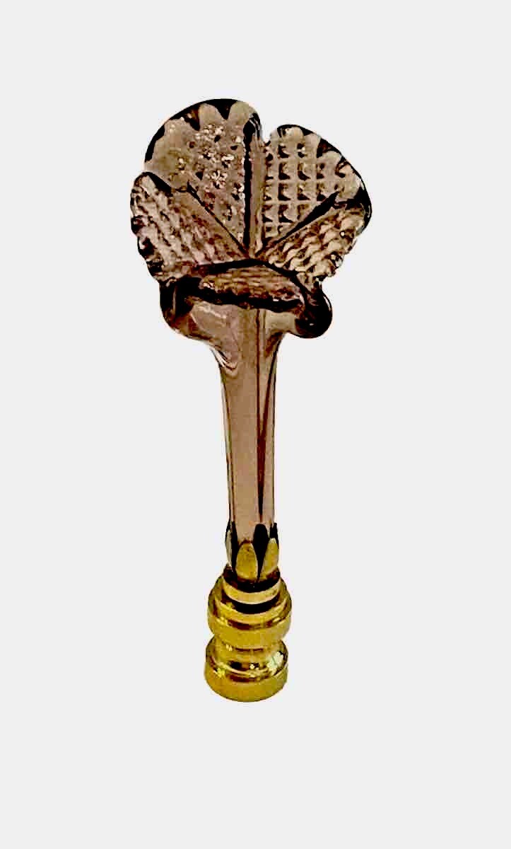 RARE 4" VINTAGE MURANO AMETHYST FLOWER LAMP FINIAL Brass base Tap 1/4-27