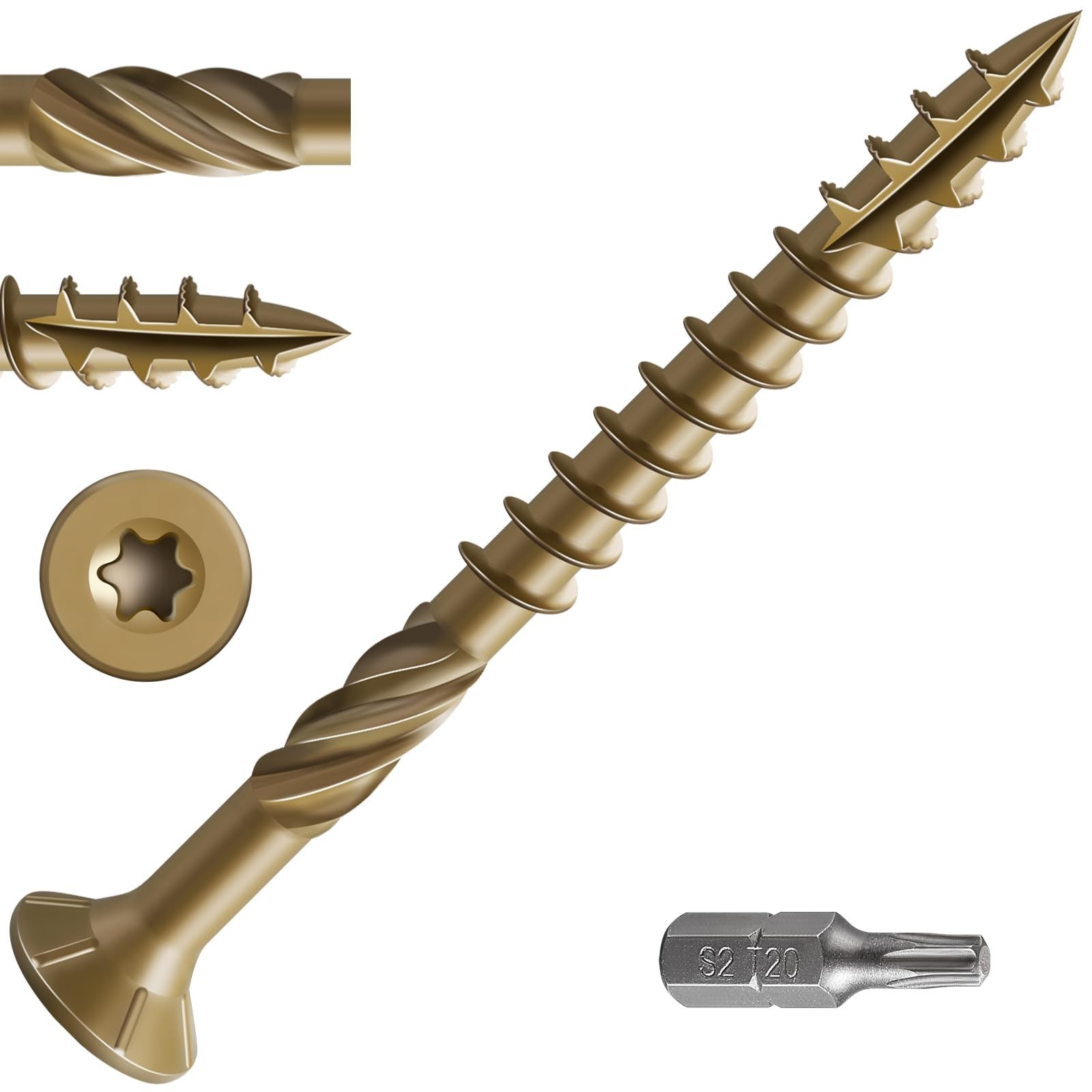 Wensilon #10 * 2-1/2" Deck Screws, (161pcs) 2 lbs.Exterior Wood Screws, Rust ...