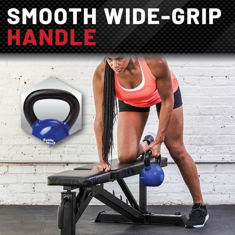 Weighted Kettlebell Vinyl Coated Durability Smooth Handle Core Cardio Workout US
