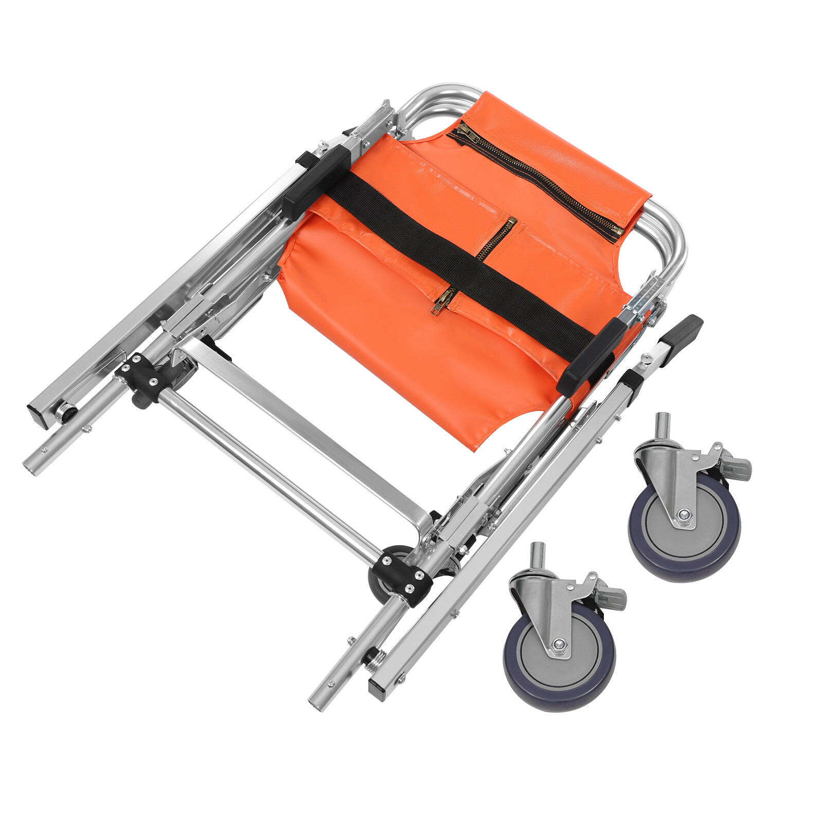 160kg Load Emergency Stair Climbing Wheelchair Foldable Transport Chair Orange