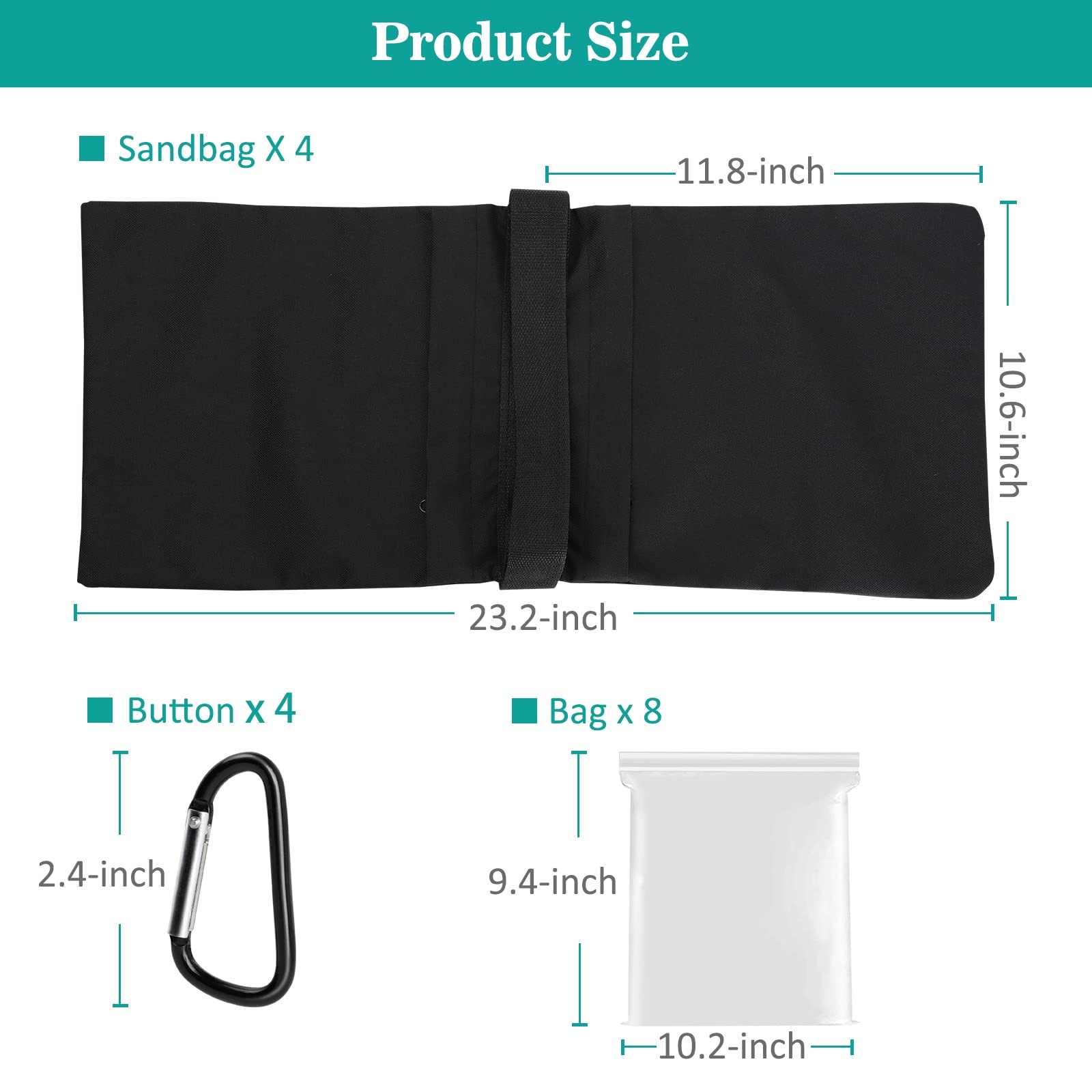 Aimosen 4 Packs Sandbags Weight Bags for Light Stand Photography 4PCS, Black
