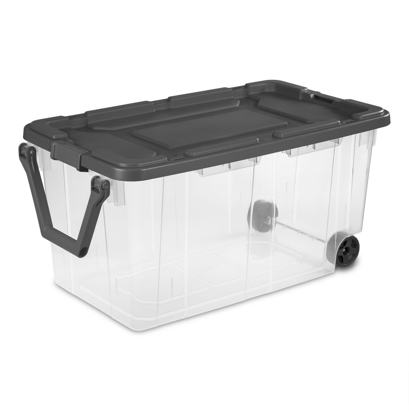 (2 pack) Sterilite 160 Quart Wheeled Storage Box, Extra Large Durable Clear Plas