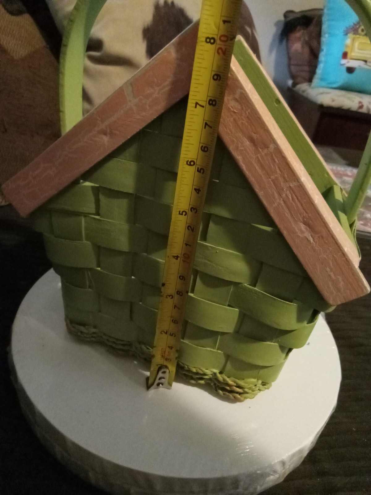 Birdhouse Basket Green