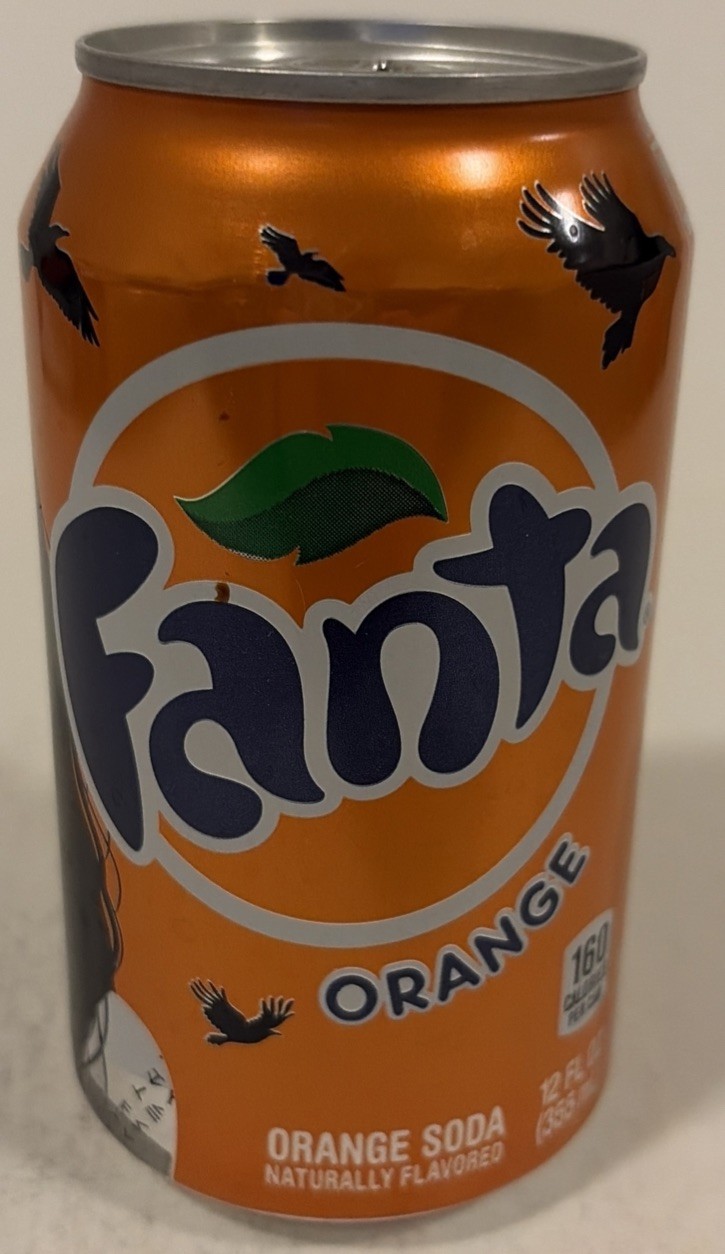 12oz. FANTA ORANGE CAN ( ZOMBIE) EMPTY BOTTOM OPENED