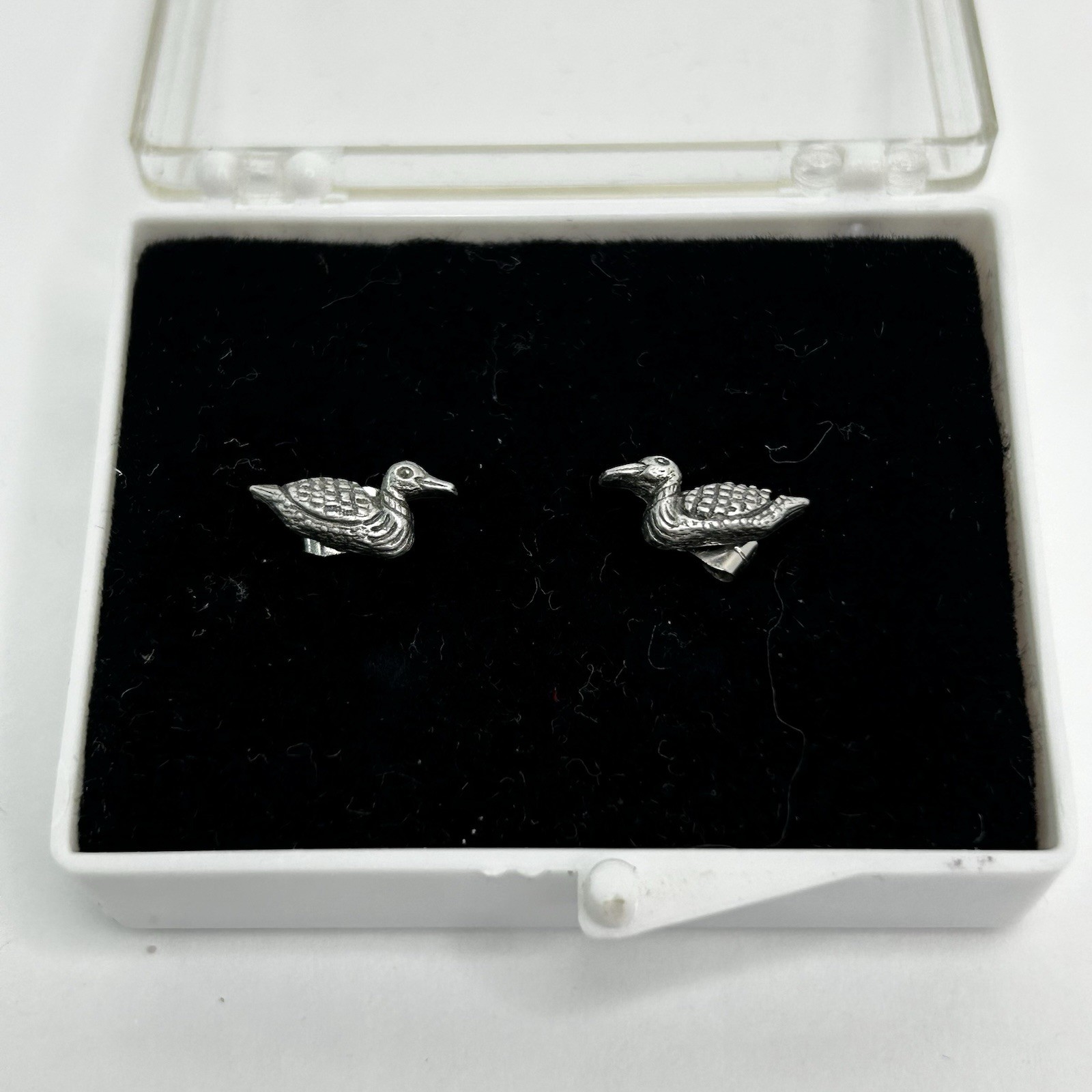 Vintage Pewter Duck / Duckling Post Earrings - See photos for more details...