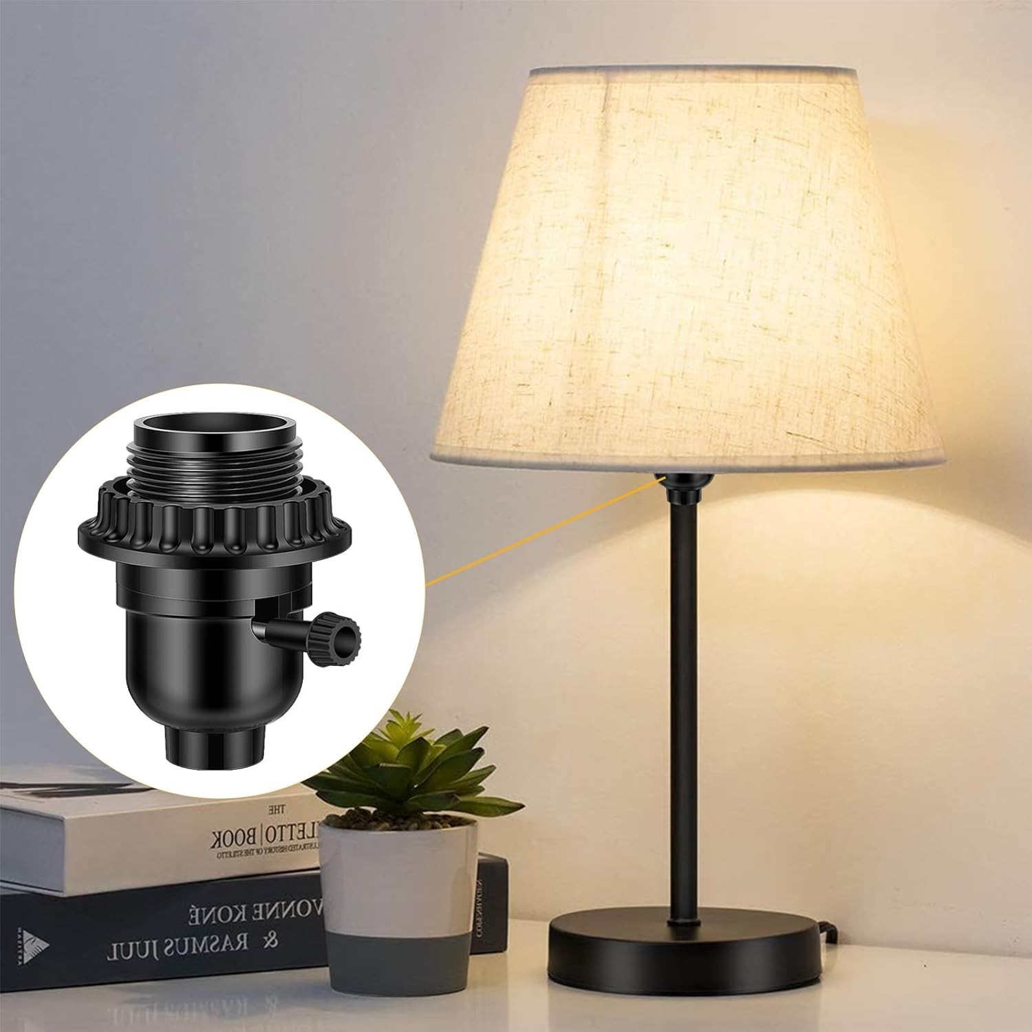 Listed E26 Lamp Socket with ON Off Switch Black for Table Floor Lamps