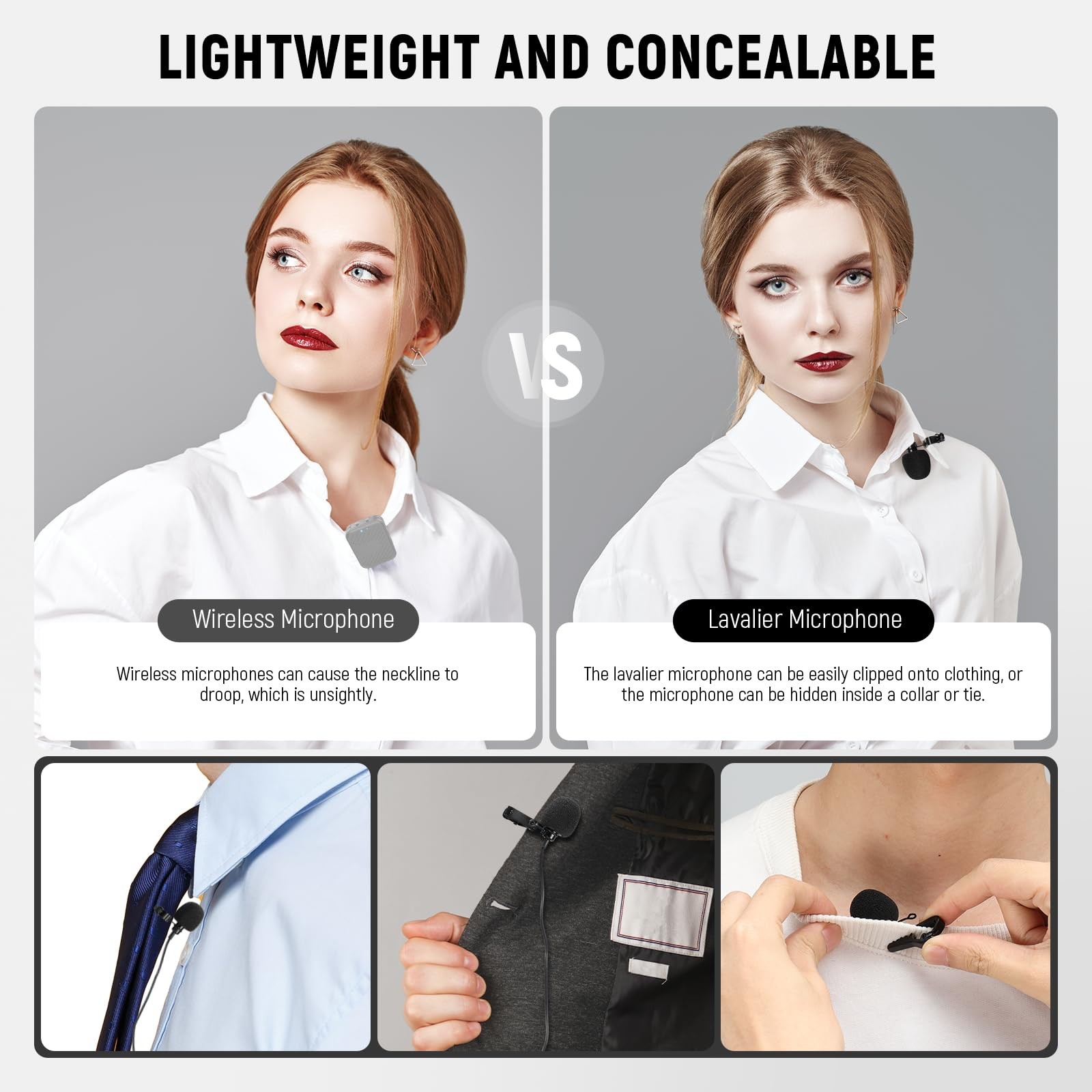 Lavalier Lapel Microphone 2 Pack, Omnidirectional Condenser Wired Clip On Lav...