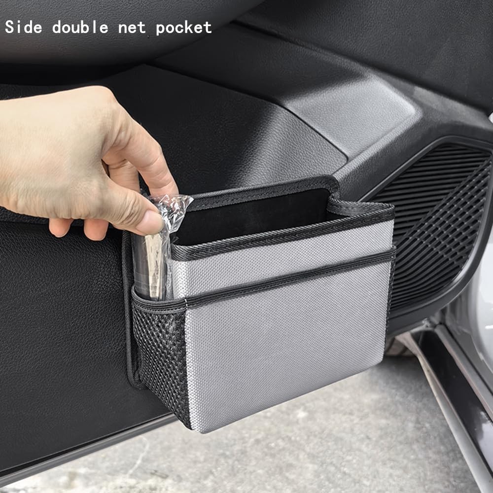 Car Trash Can, Foldable Multifunctional Hanging Storage Box Trash Can beige