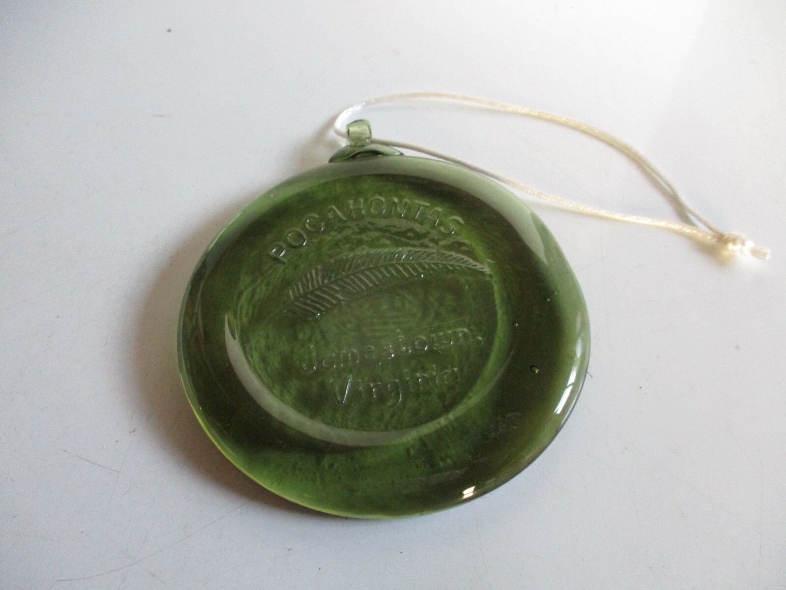 Vintage Green Glass Sun Catcher - Pocahontas Jamestown Virginia