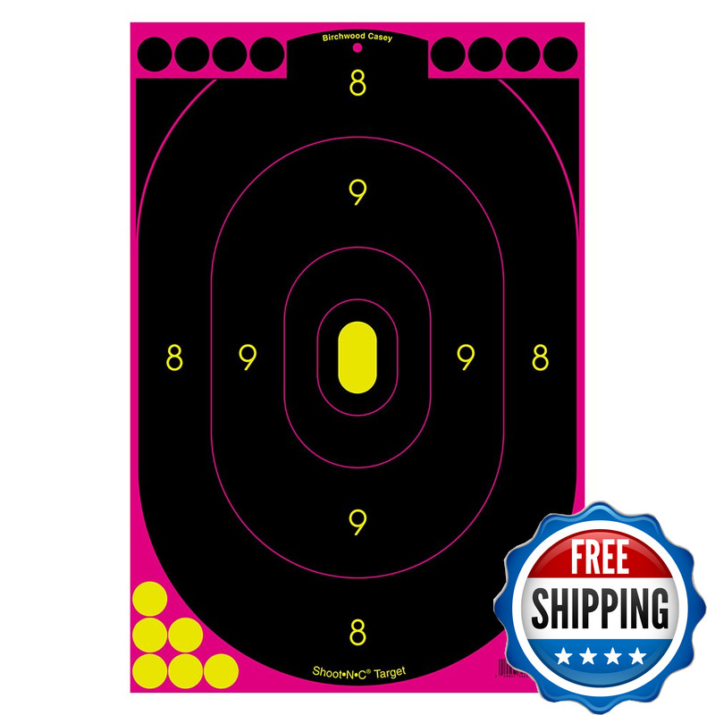 Birchwood Casey Shoot-N-C 12 X 18 Bulls-Eye Oval Pink Silhouette Reactive