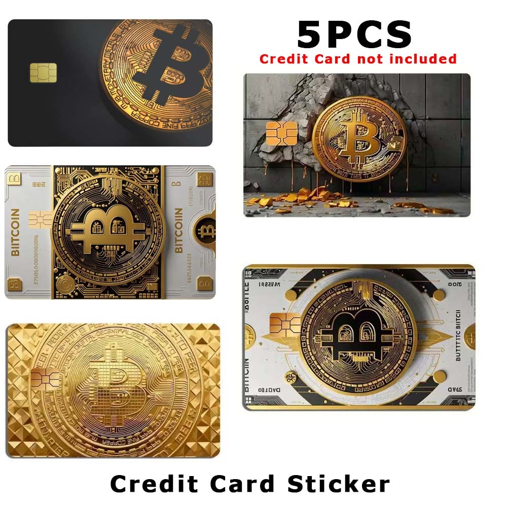 Trendy Adorable Unique Fun Peel-And-Stick Removable 5PCS Credit Card Sticker Set