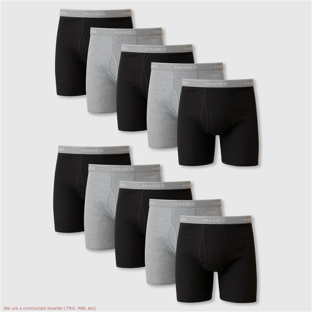 Hanes Men's Super Value Moisture-Wicking Cotton Boxer Briefs 10pk - Black/Gra...