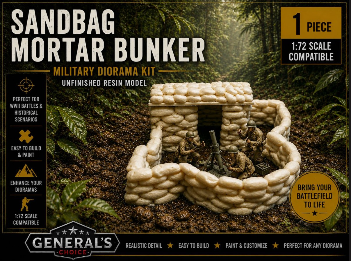 1/72 Scale Sandbag Mortar Bunker Diorama Terrain War Game Model Scenery