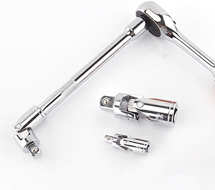 3PCS Universal Joint Socket Set, Chrome Vanadium Steel Swivel Socket Adapter Set
