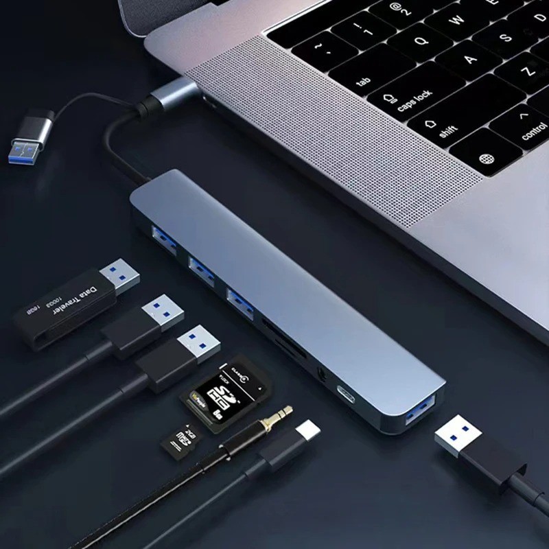 8 in 2 USB +Type C HUB Docking Station with 3.5mm Audio Jack Adapter Micro SD...