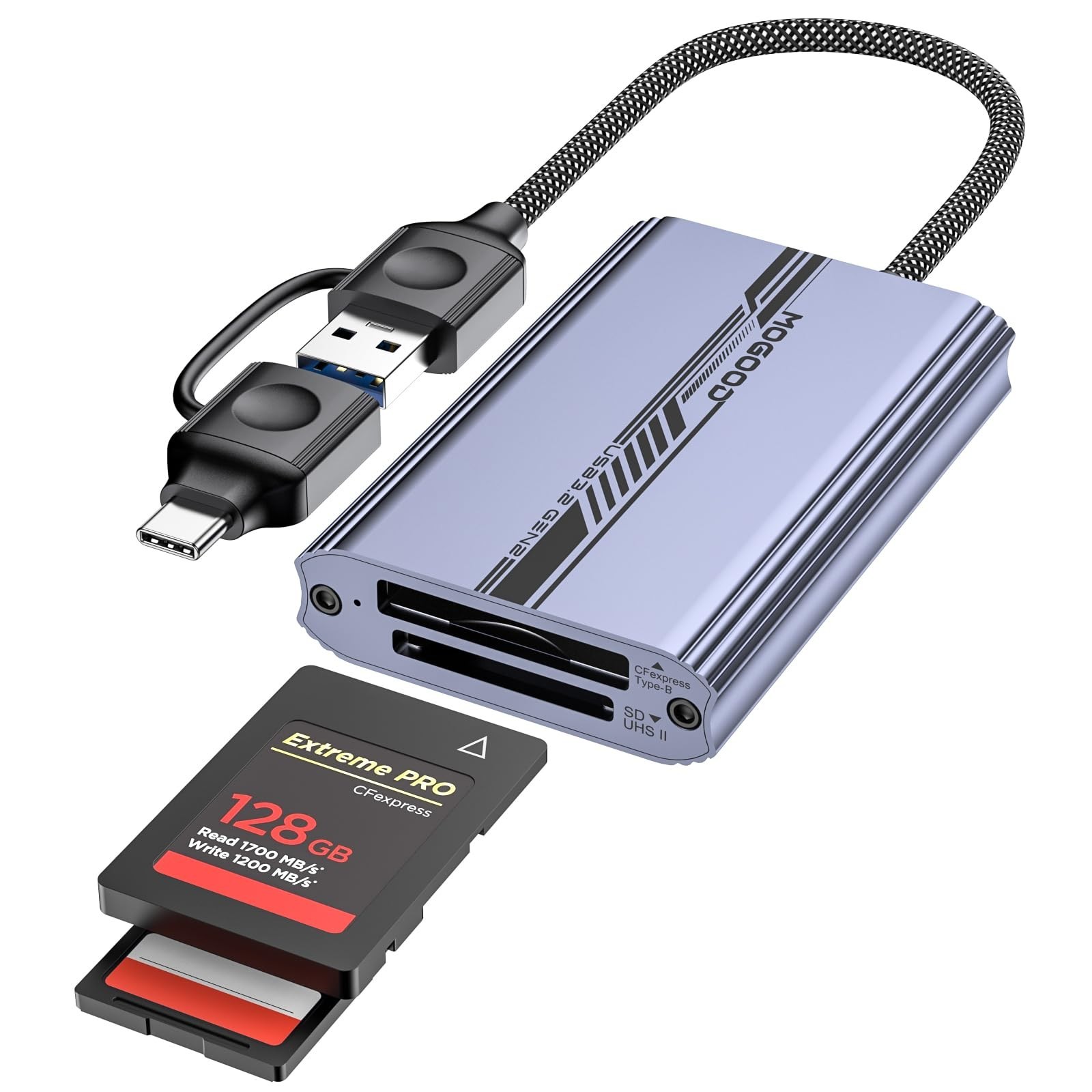 MOGOOD CFexpress Type-B Card Reader with SD4.0 & USB 3.2 Gen 2 Hub | 3-Port D...
