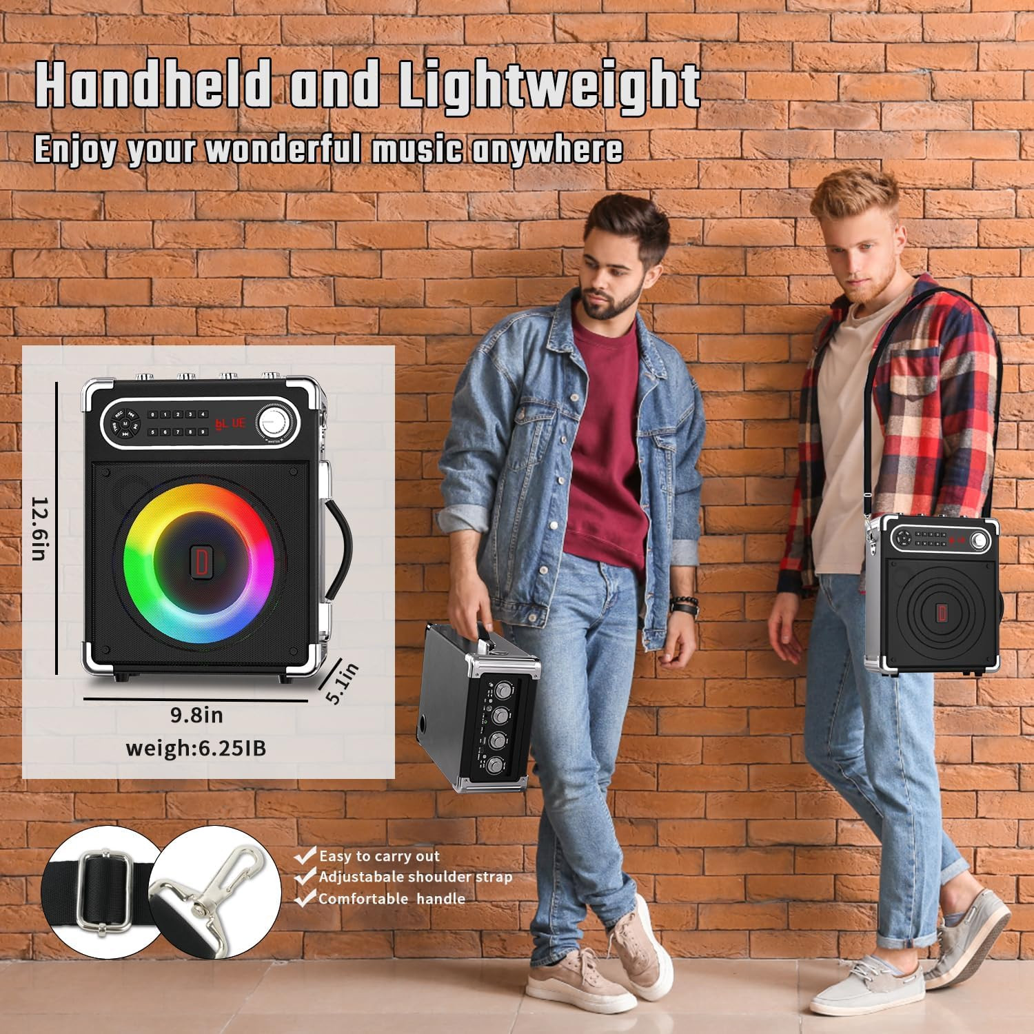 Portable Karaoke Machine with 4 Wireless Mics, Bluetooth Speaker & LED Lights