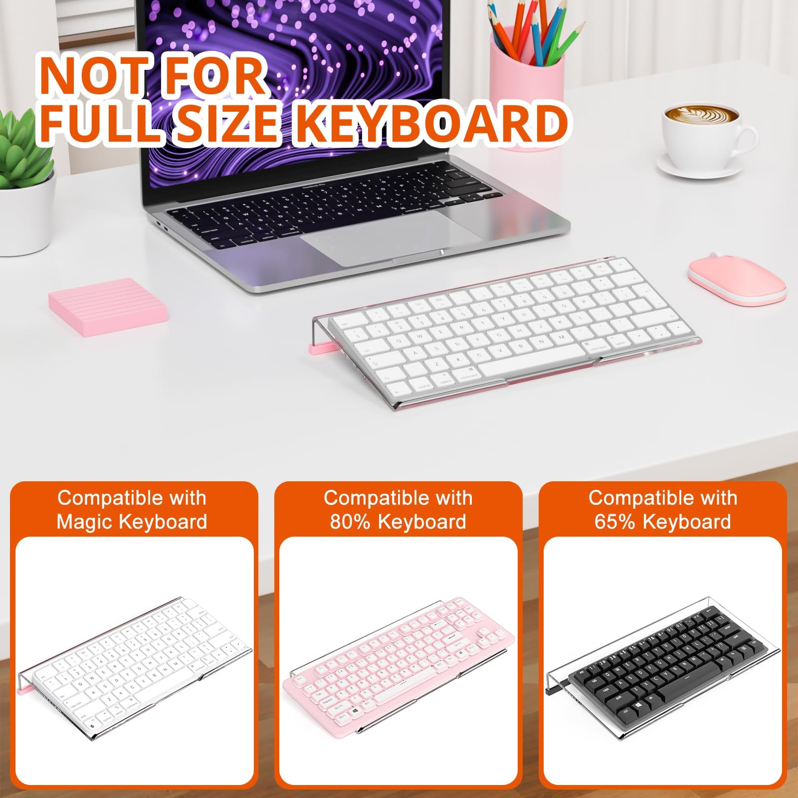 Acrylic Keyboard Stand, 11.8" Desktop Riser for 78~Key Compact Keyboard