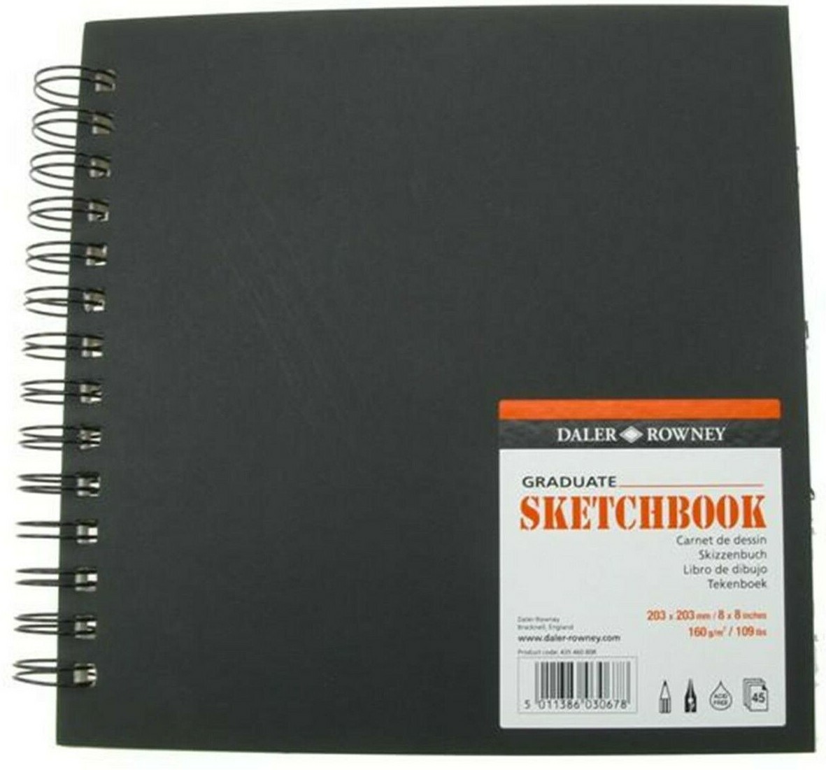 Daler Rowney Graduate Jumbo Spiral Sketchbook 6 x 6 inch 45 White Sheets 160gsm
