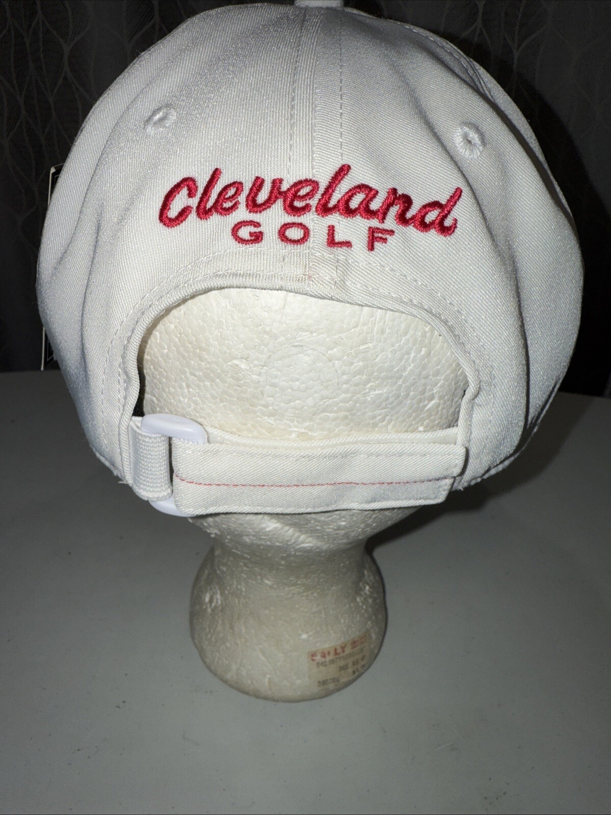 Cleveland Golf Red CG on White Hat Cap Hook Loop Polyester w Tag EUC