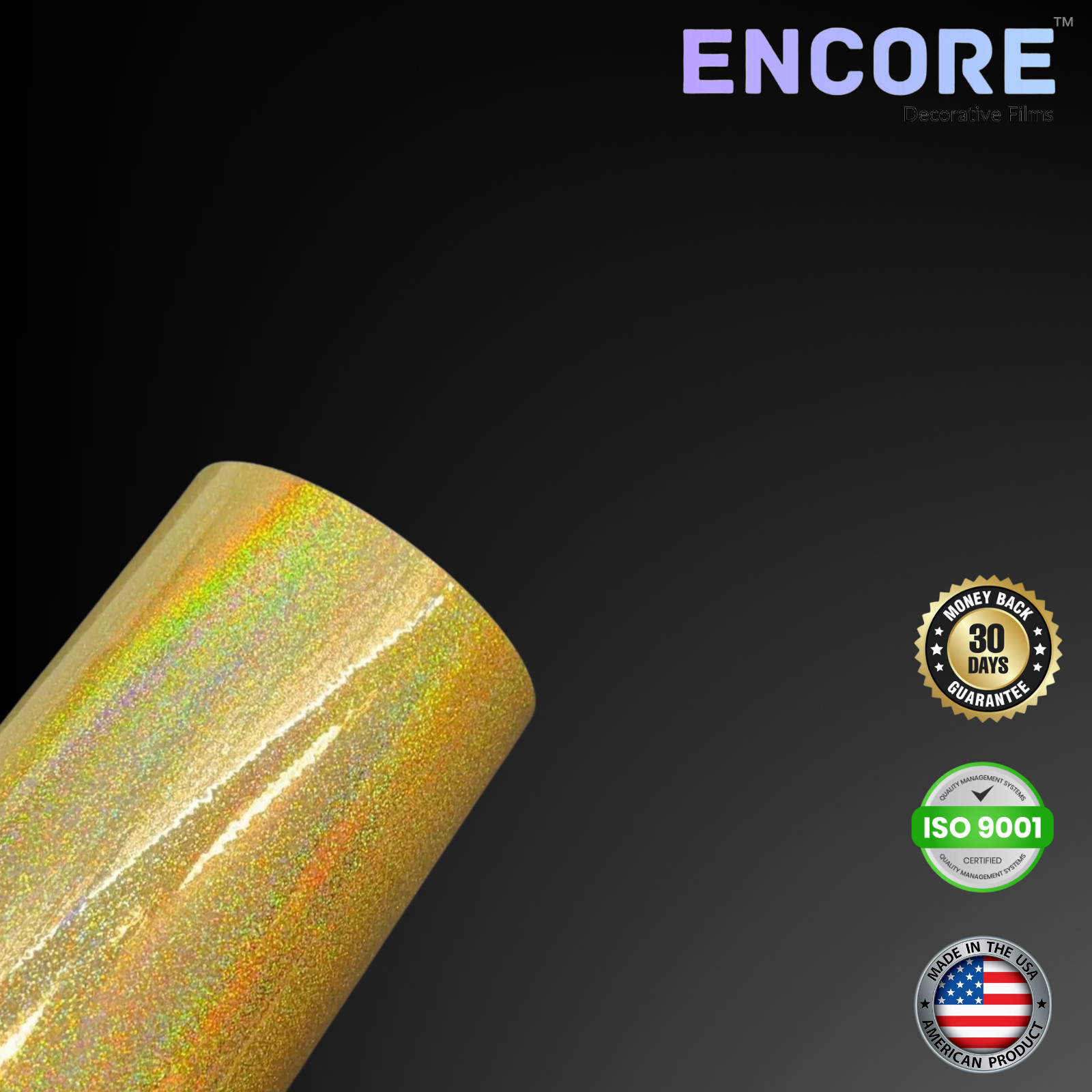 Encore® EFX21 Gold Glitter Holographic Vinyl for Decals/Stickers - MADE IN USA