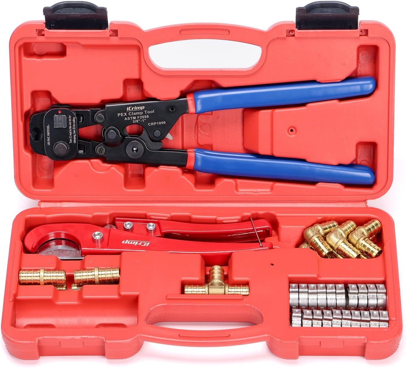 iCRIMP PEX Cinch & Removal Tool Kit w/ 20 Clamps & 12 Fittings 3/8"-1"