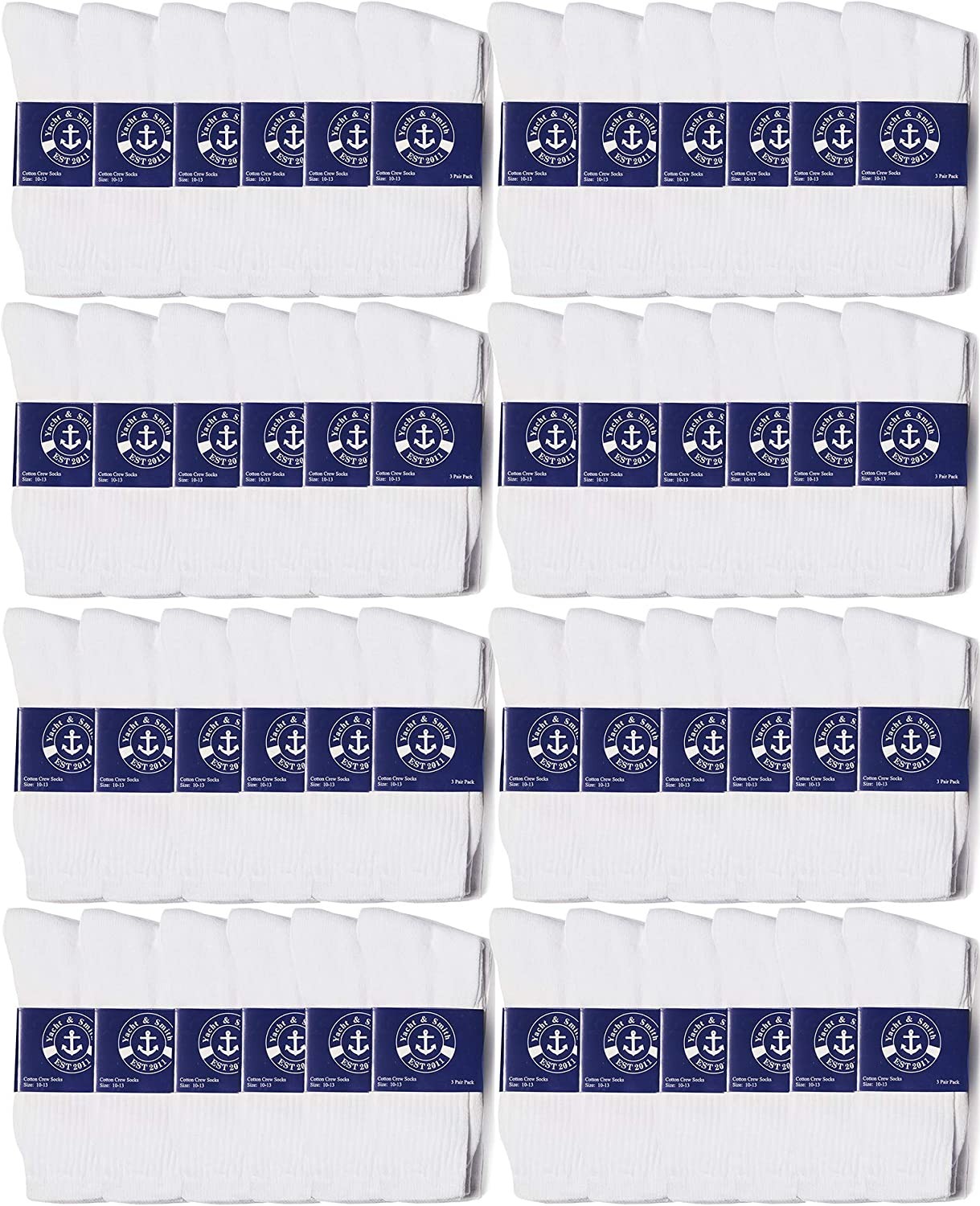 48 Pair Pack of Mens Lightweight Cotton Crew Socks Bulk, Homeless Donation Cheap