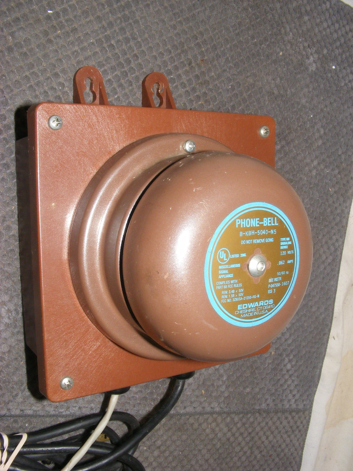 EDWARDS REMOTE PHONE BELL B-KBH-5040-N5 W/MOUNTING HOUSING BOX*TESTED**FREE SHIP