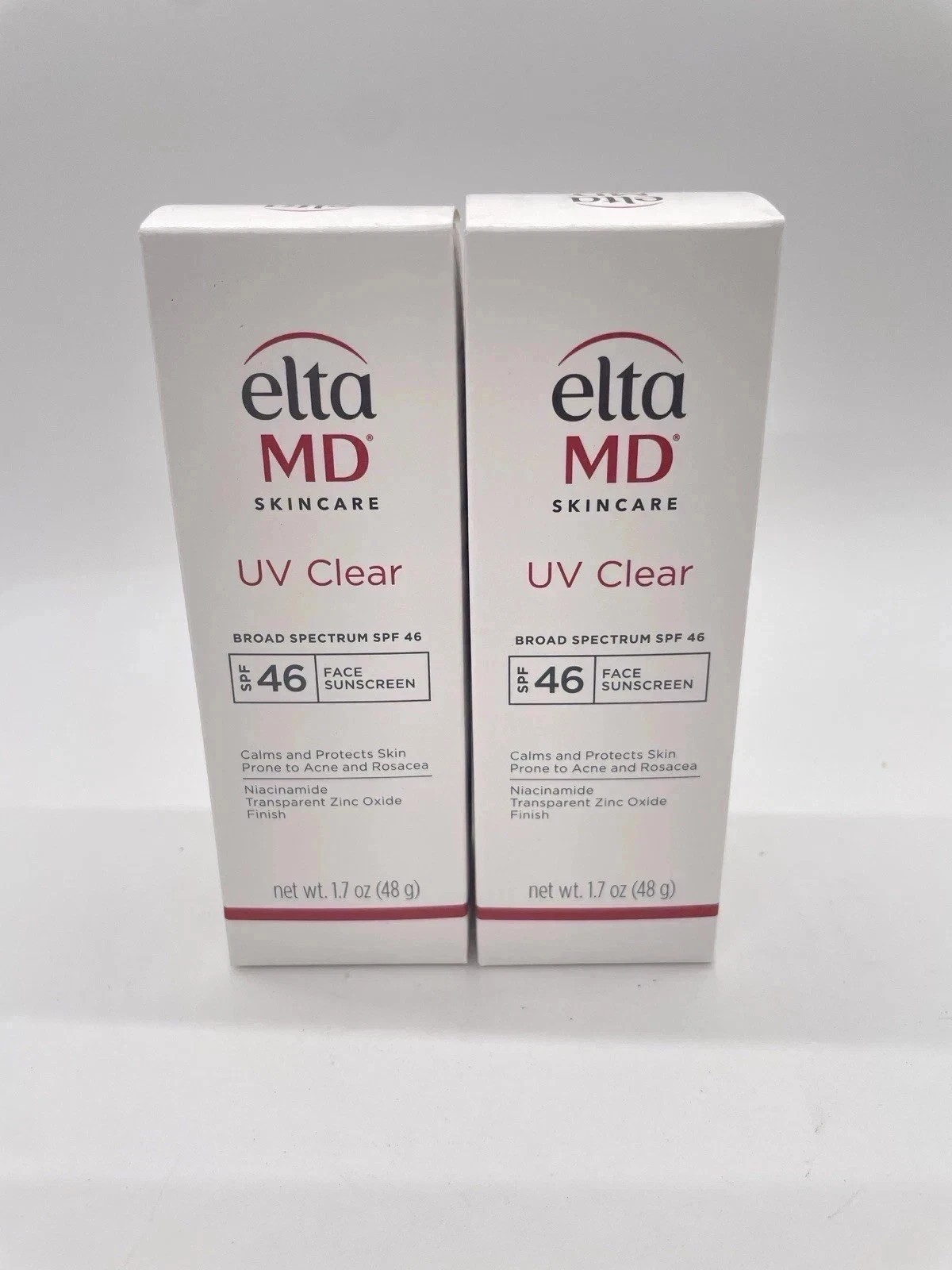 2x Elta MD UV Clear Broad-spectrum Facial Sunscreen SPF 46 1.7 oz EXP 2027 New!