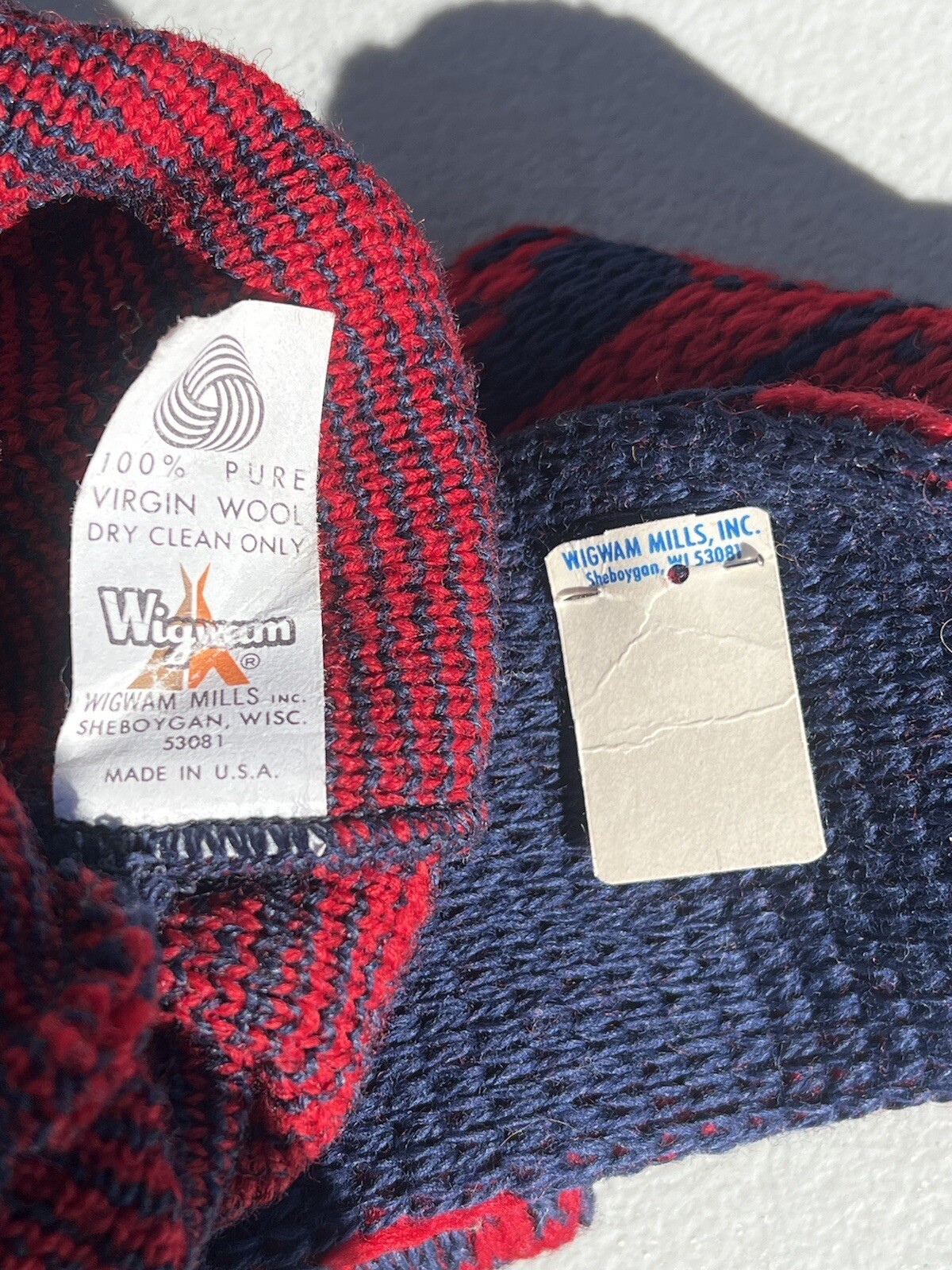 Lot of 2 New Vintahe Wigwam Wool Beanie & Ear Cover Blue Red Snowflake