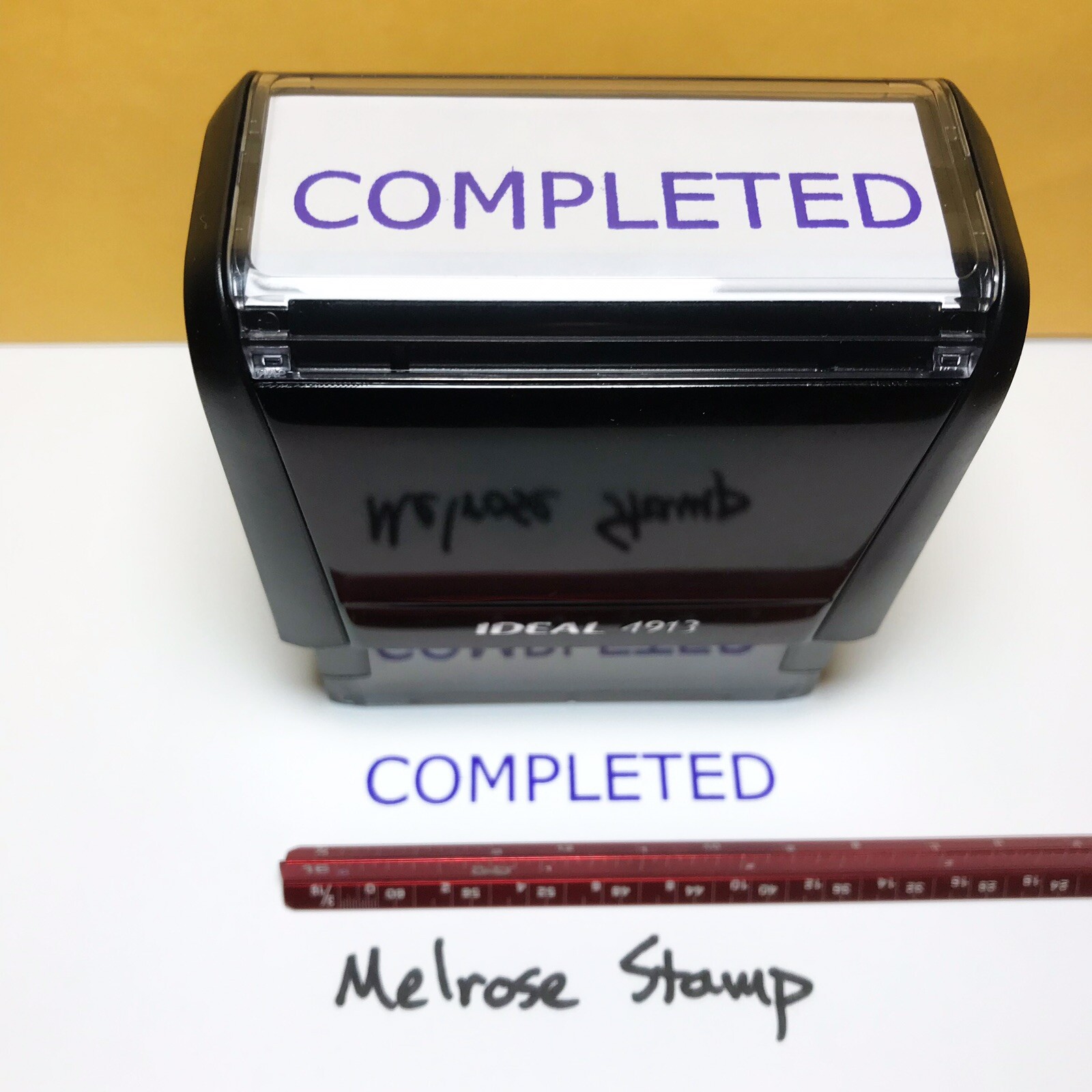 Completed Rubber Stamp Purple Ink Self Inking Ideal 4913
