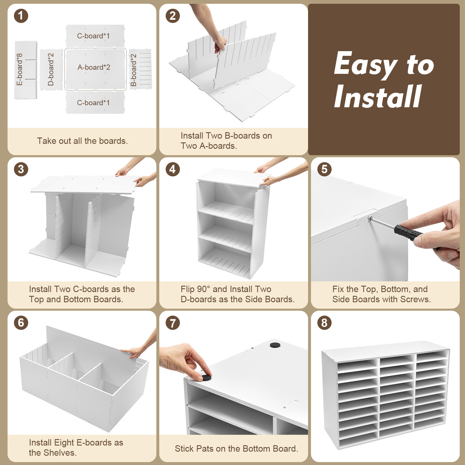 27 Slots Classroom Keepers Literature Storage Rack PVC File Holder Mailbox White