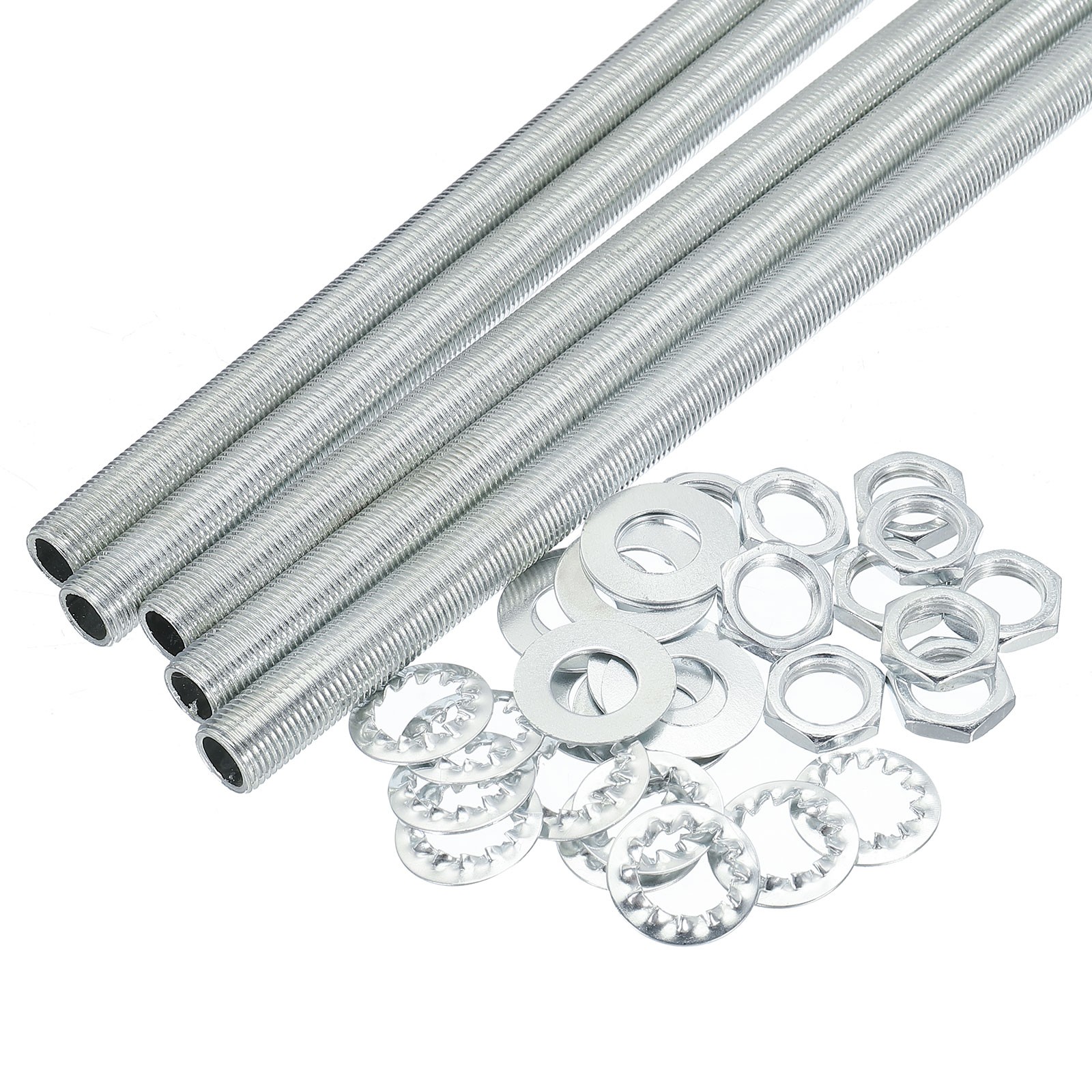 35 Pack 11.8" Lamp Pipe Kit w Lock Nuts Washers 1/8IPThread Fasteners Assortment