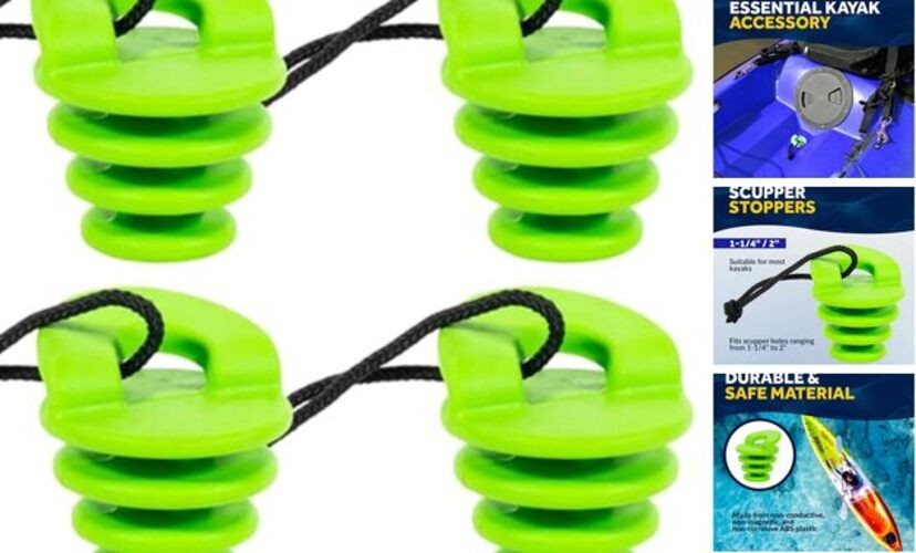 Universal Kayak Scupper Stoppers, Multiple Sizes Large - 1-1/4" to 2" (4-pack)