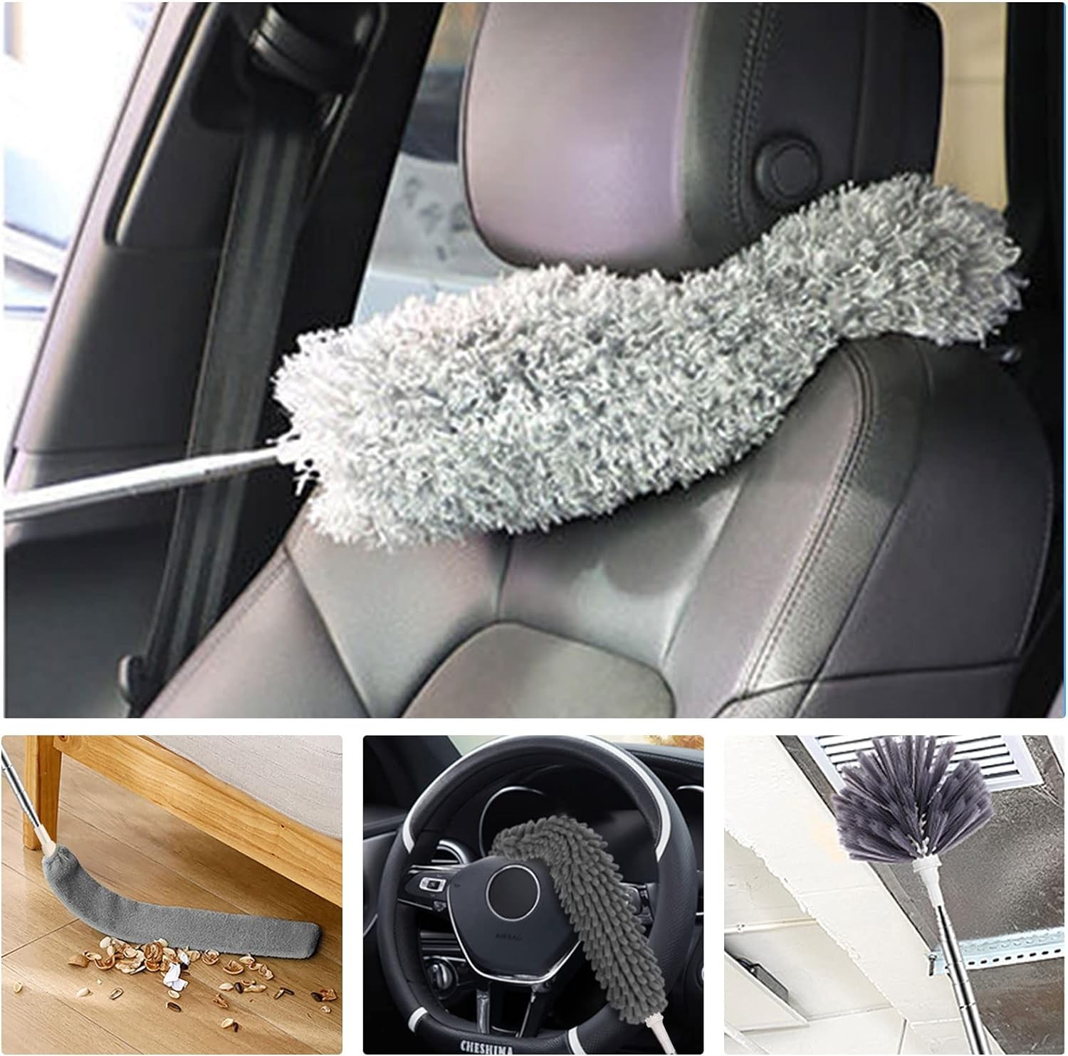 Microfiber Feather Duster 5-in-1 Kit, Dusters for Cleaning, Duster with Extensio