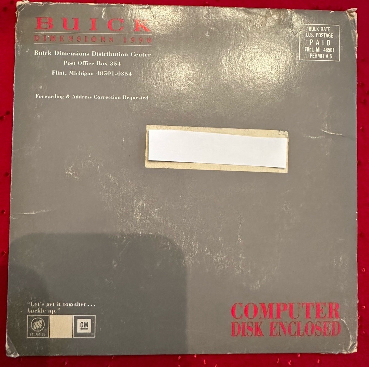 1990 Buick Dimensions Advertisement Mail Out  Computer Disk IBM 3 1/2 NEW SEALED