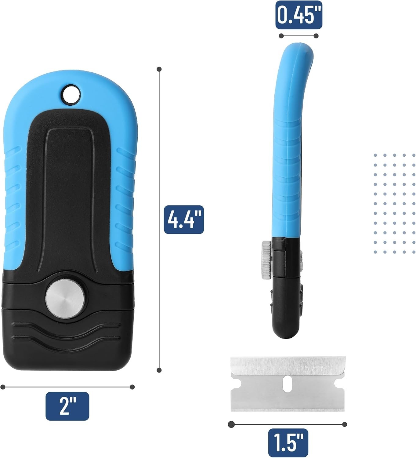 Bates- Razor Blade Scraper, Blue, Locking Razor Scraper Set with 10 Extra Stainl