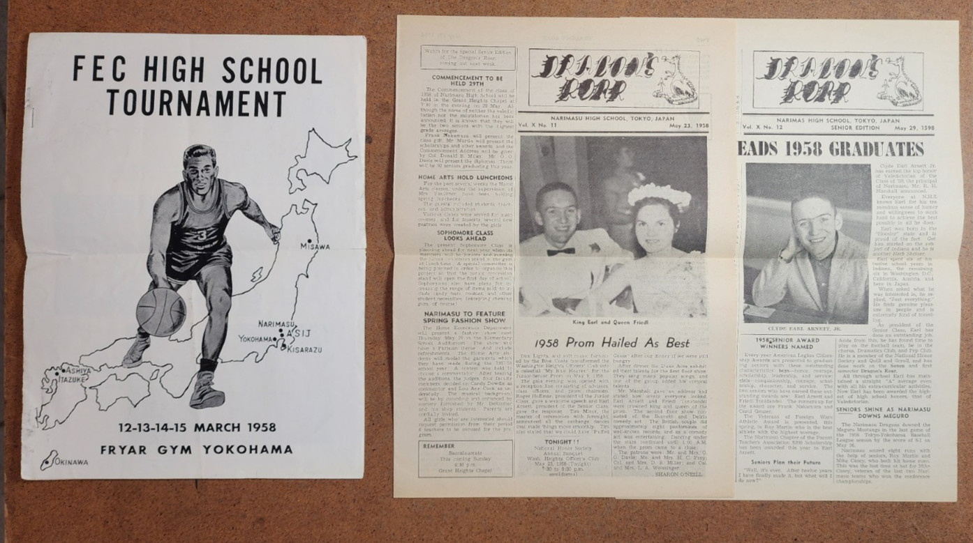 1958 FEC High School Basketball Program Fryar Gym Yokohama Itazuke Japan