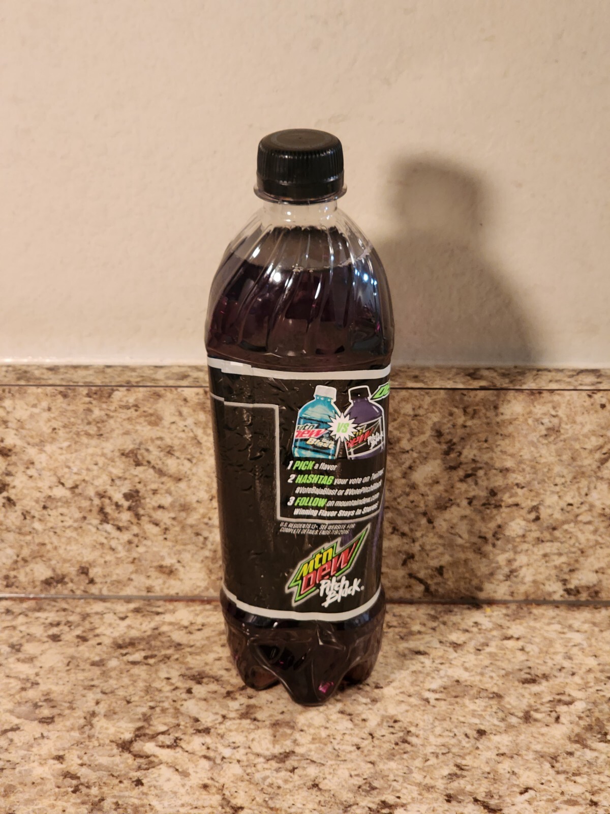 Mountain Dew Pitch Black Full 16.9oz Bottle Dewcision (2016)