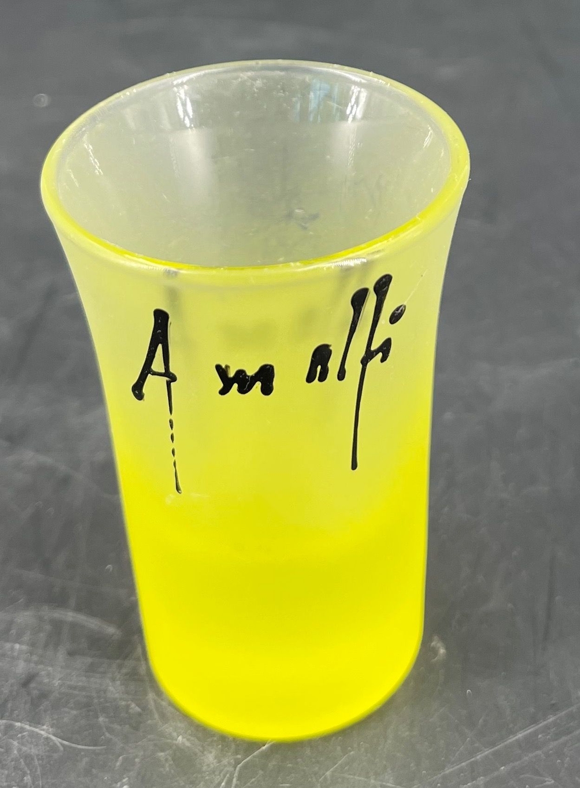 Vintage Italian Amalifi Bright Yellow Shot Glass signed