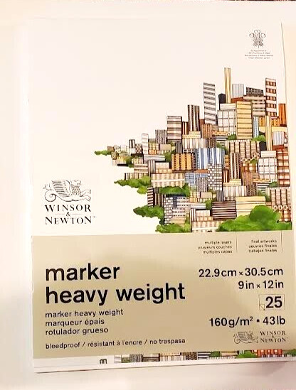 Winsor & Newton MARKER HEAVY WEIGHT 43lb Bleedproof Paper Pad - 25 pages 9x12 in