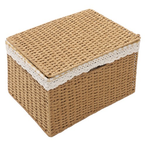 Large Storage Bin Rope Woven Basket Storage Basket with Lid/Handle & Liner