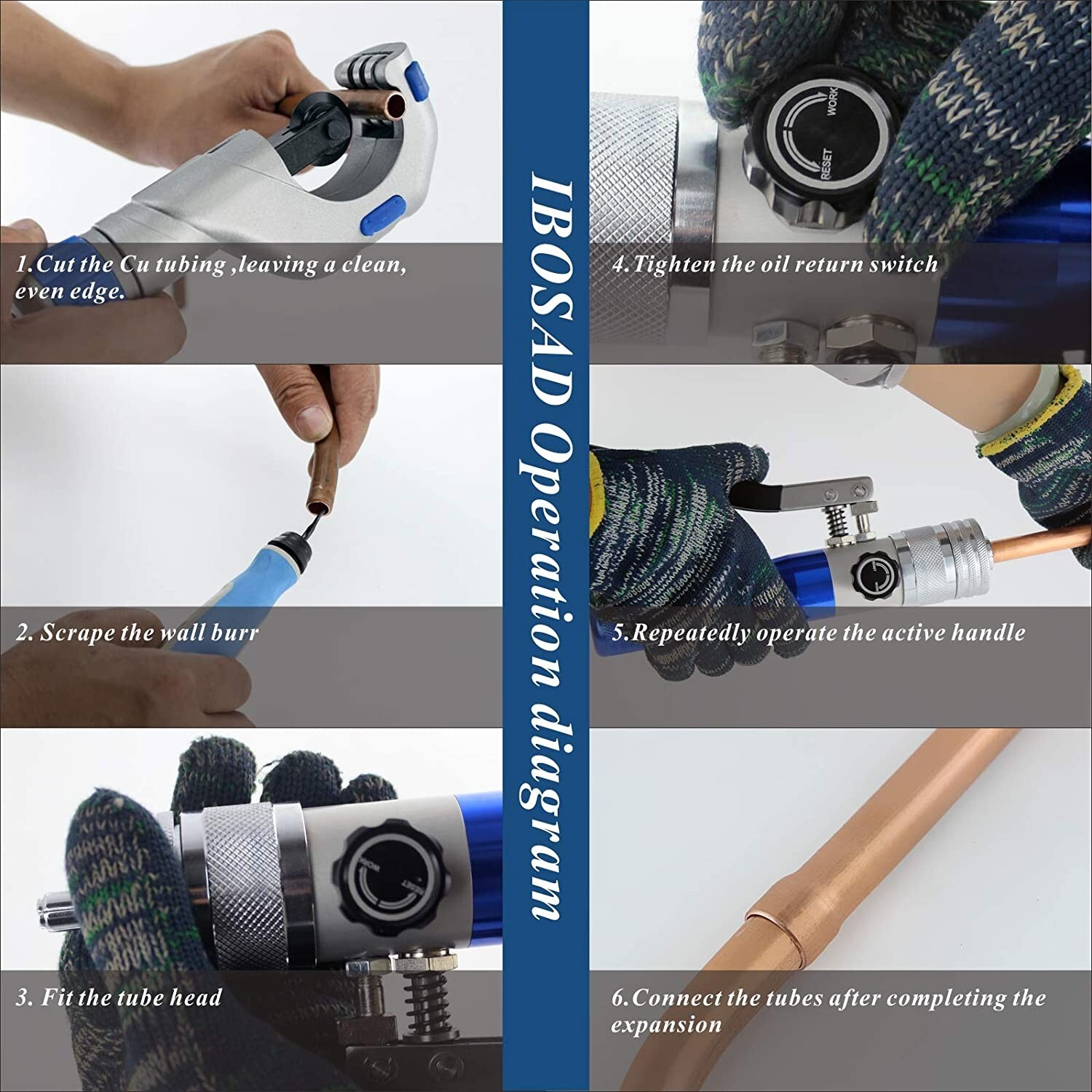 HVAC Hydraulic Swaging Tool Copper Tubing Expander Deburring Custom Size Fitting