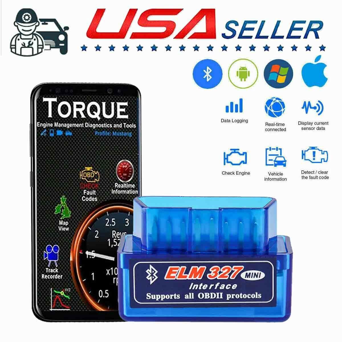 ELM327 OBD2 Code Reader Bluetooth Auto Diagnostic Tool OBDII Scanner